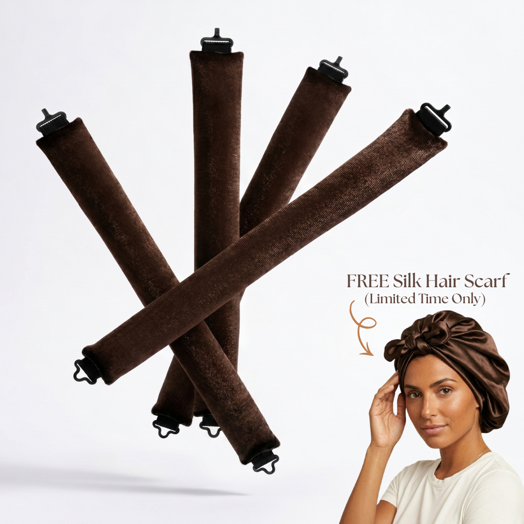 Heatless Blowout Rods, 4 Rod Set + FREE Silk Hair Scarf