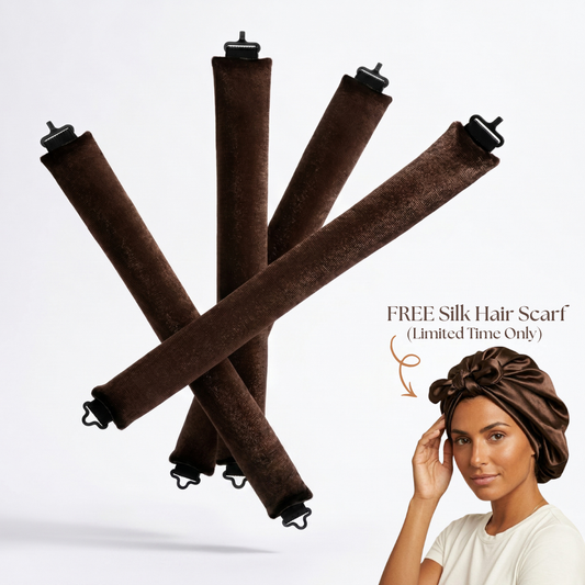 Heatless Blowout Rods, 4 Rod Set + FREE Silk Hair Scarf